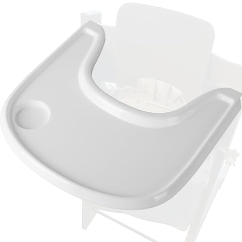 LuQiBabe Baby High Chair Tray Compatible with Stokke Tripp Trapp Chair with Cup Holder Smooth Surface and Strong Suction Made with FoodSafe Plastic BPA BPS BPF Lead and Phthalate Free White