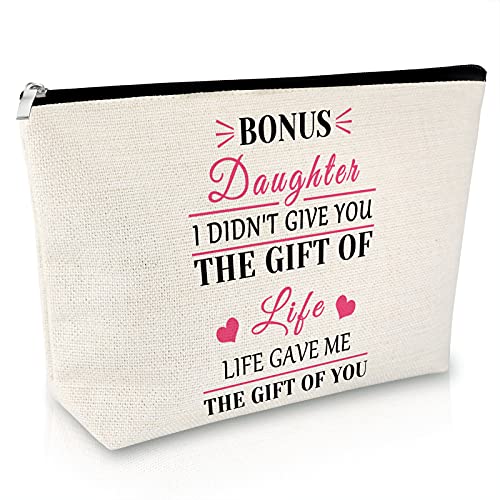 Sfodiary Bonus Daughter Birthday Gift Makeup Bag Stepdaughter Gift from Stepmother Graduation Gift for Daughter Cosmetic Bag Daughter In Law Gift Wedding Anniversary Christmas Gift Travel Cosmetic Pouch - Image 1