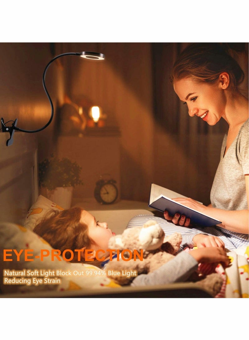 Captaintech Desklamp, Clip on Reading Lights, USB Desk Lamp with 3 Color Modes and 10 Brightness, Eye Protection Clamp Light, 360° Flexible Gooseneck Clamp Lamp for Desk Headboard and Reading/ Bed Light - Image 5