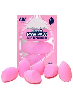 AOA STUDIO AOA Studio Collection Makeup Sponge Set Makeup Blender Latex Free and High-definition Super Soft Set of 6 Makeup Blender For Powder Cream and Liquid, Beauty Cosmetic Beveled Shape (Pink)  - Image 1