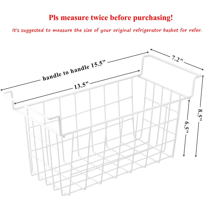 Homics Chest Freezer Baskets 15.5 Inch  Chest Freezer Organizer Bins Metal Wire Storage Baskets with Hanging Handles for Deep Freezer  Set of 2 - Image 2