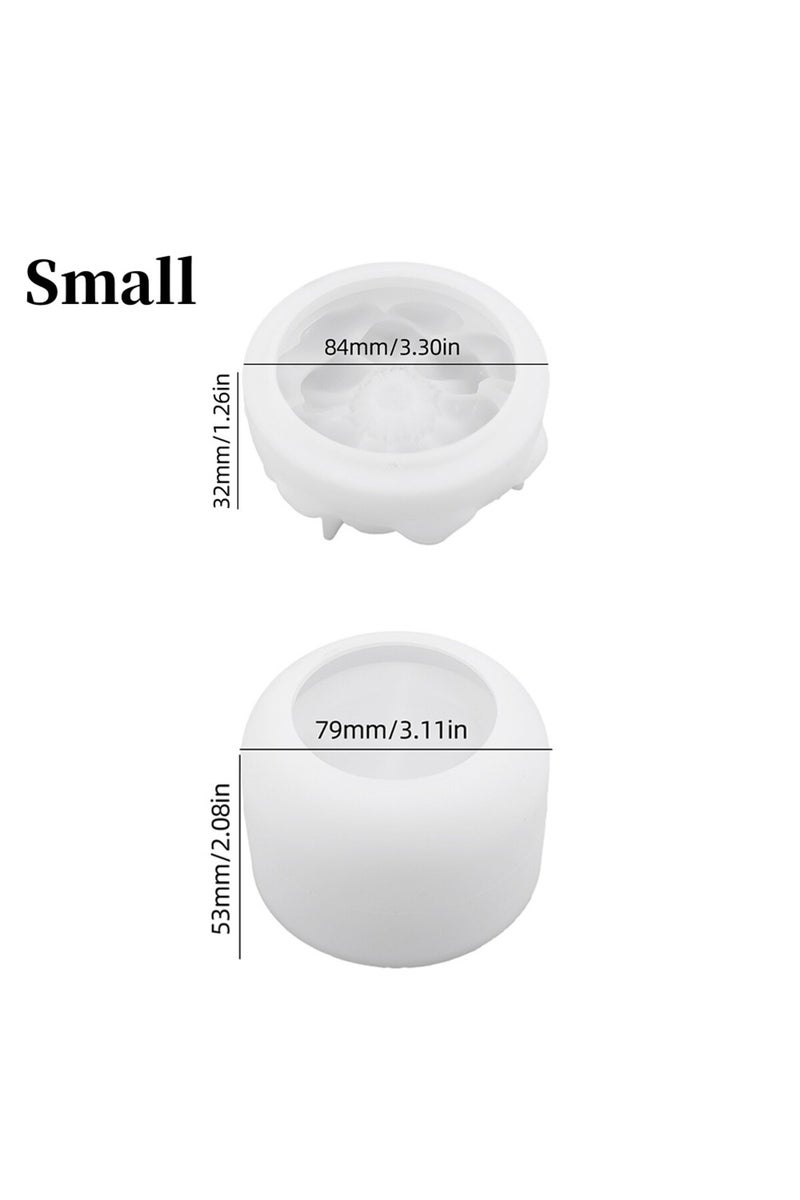 Small 1 Set With Lid Flower Candle Cup Silicone Mold Handmade DIY Cylinder Gypsum Cement Aromatherap