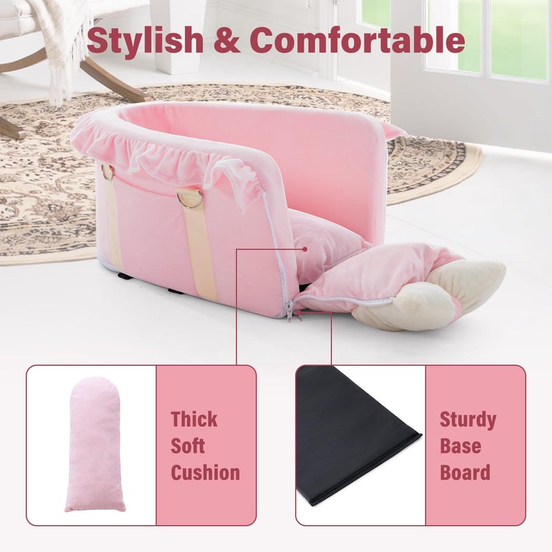 Jaoul Dog Car Seat for Small Dogs - Fully Detachable with Adjustable Straps Center Console Dog Booster Seat - Comfortable Bow Design Pet Car Seats - Portable Pet Booster Seat for Puppy, Cat (Pink) - Image 3