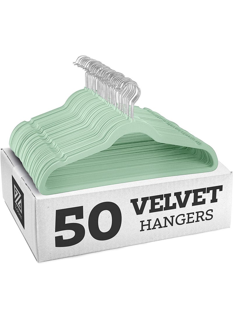 Y&D Avocado Green Galvanized Hook 50-Piece Flocking Clothes Drying Magic Anti Wrinkle Multi Function Anti Slip Hanger  - Image 1