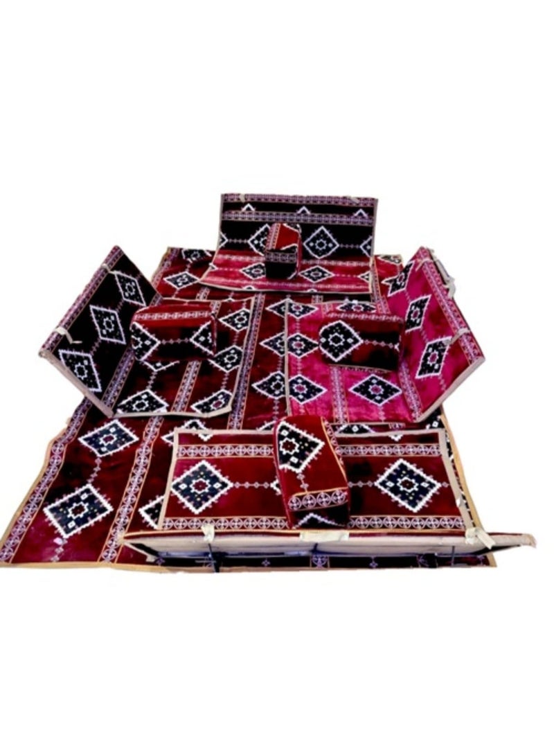 Xboat 9 Piece Heritage Floor Seating Set, Camping Floor Mattress Set with 4 Marakis, 4 Chairs and High Quality Fabric Mat for 8 Persons (Turkish Fabric) ( - Image 2