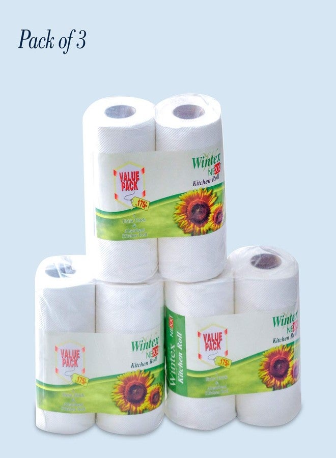 Wintex NEXXT 4 Ply Kitchen Paper Towels/Rolls Value Pack (White) (3 packs of 2 Rolls, Total 6 Rolls) - Image 2