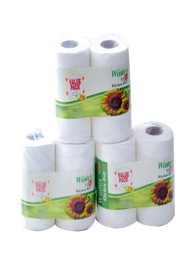 Wintex NEXXT 4 Ply Kitchen Paper Towels/Rolls Value Pack (White) (3 packs of 2 Rolls, Total 6 Rolls) - Image 1
