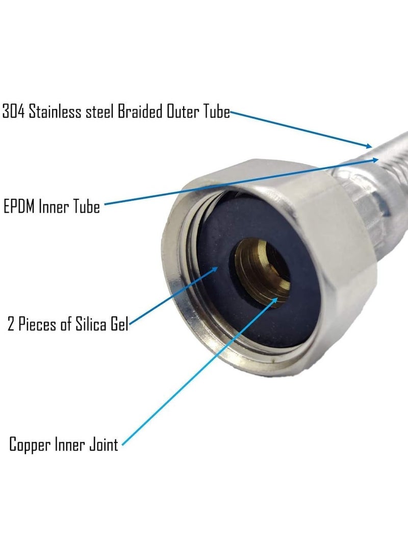 وصلة مرنة (لي) بطول 30.48 سم من ستانلس ستيل 304 مضفر، خرطوم ماسورة ثقيل لحوض الغسيل وحوض المطبخ والسخان من ايزليف - (مجموعة من قطعتين، عبوة من زوج واحد) - Image 2