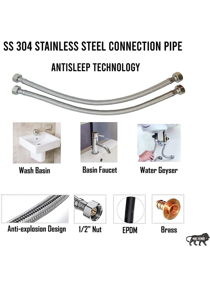 وصلة مرنة (لي) بطول 30.48 سم من ستانلس ستيل 304 مضفر، خرطوم ماسورة ثقيل لحوض الغسيل وحوض المطبخ والسخان من ايزليف - (مجموعة من قطعتين، عبوة من زوج واحد) - Image 3