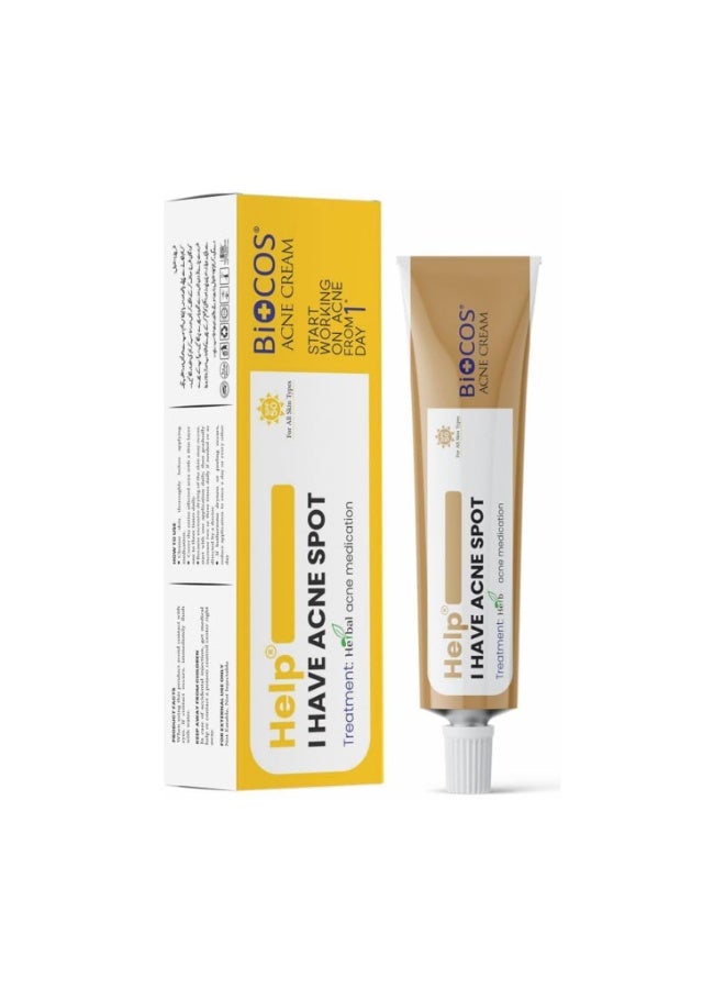 BIOCOS Anti Acne Cream, Acne Control Cream with Aloe Vera, Neem Extract, Bitter Gourd & Zinc Oxides for Pimple Treatment, Reduces Blemishes & Scars, Controls Oil & Natural Glow - Image 1
