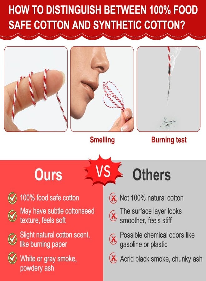 Vivifying Red and White Butchers Twine, 328 Feet 2mm Food Safe Cotton Cooking Twine, Ideal for Trussing Turkey, Roasting, Baking, Bacon, Pumpkin Bread, Festive Holiday Kitchen Use & Gift Wrapping - Image 3