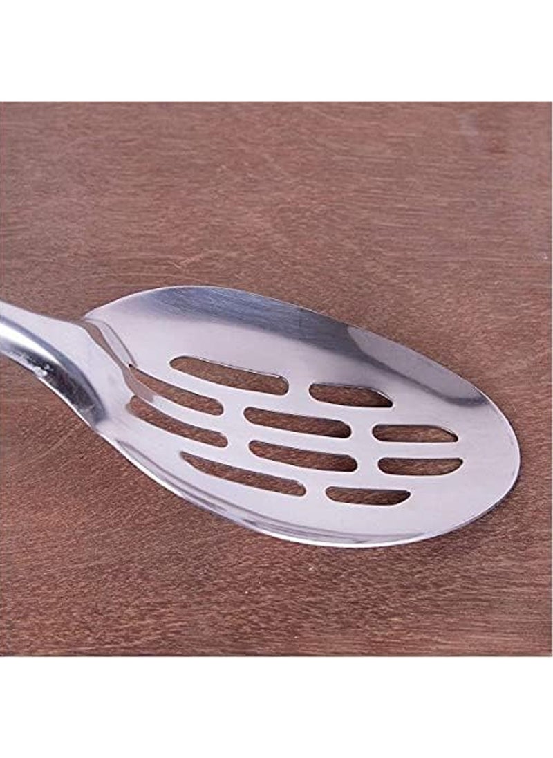 CLASSYTOUCH - Stainless Steel Slotted Cooking Spoon Silver - Image 1