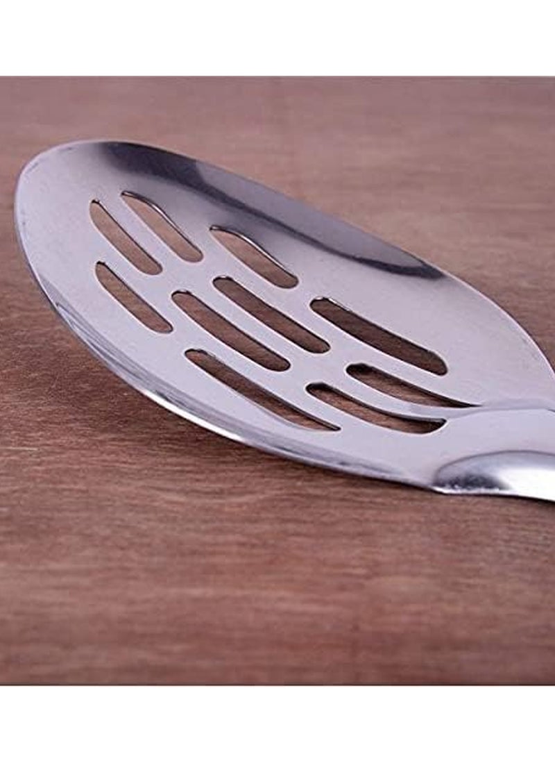 CLASSYTOUCH - Stainless Steel Slotted Cooking Spoon Silver - Image 1