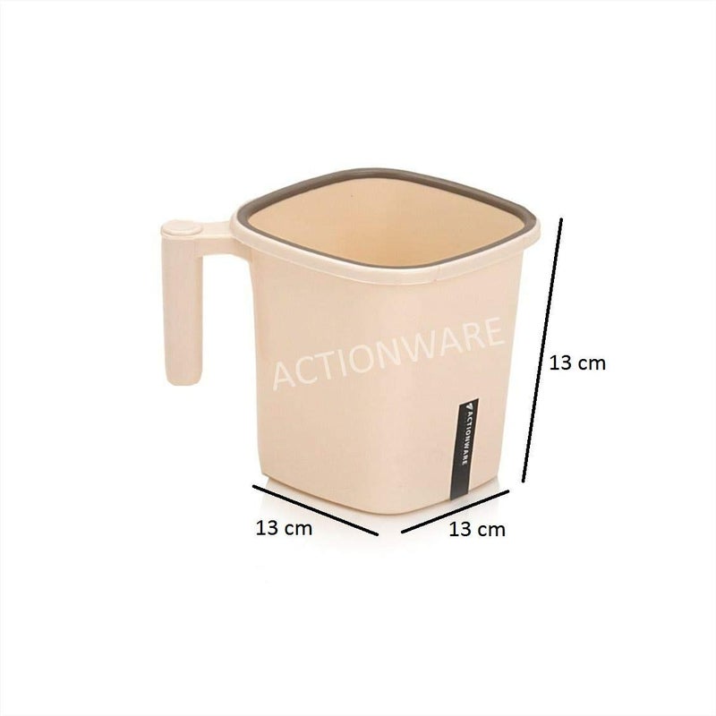 JOFIX JOFIX Square Mug Plastic Bath Mug Set of 2 Pcs Durable Long Lasting Quality Bathroom Set Multicolor - Image 2