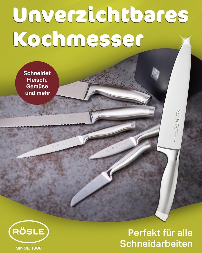 RÖSLE Basics Line Stainless Steel Chef's Knife, 8-inch Blade,Silver - Image 3