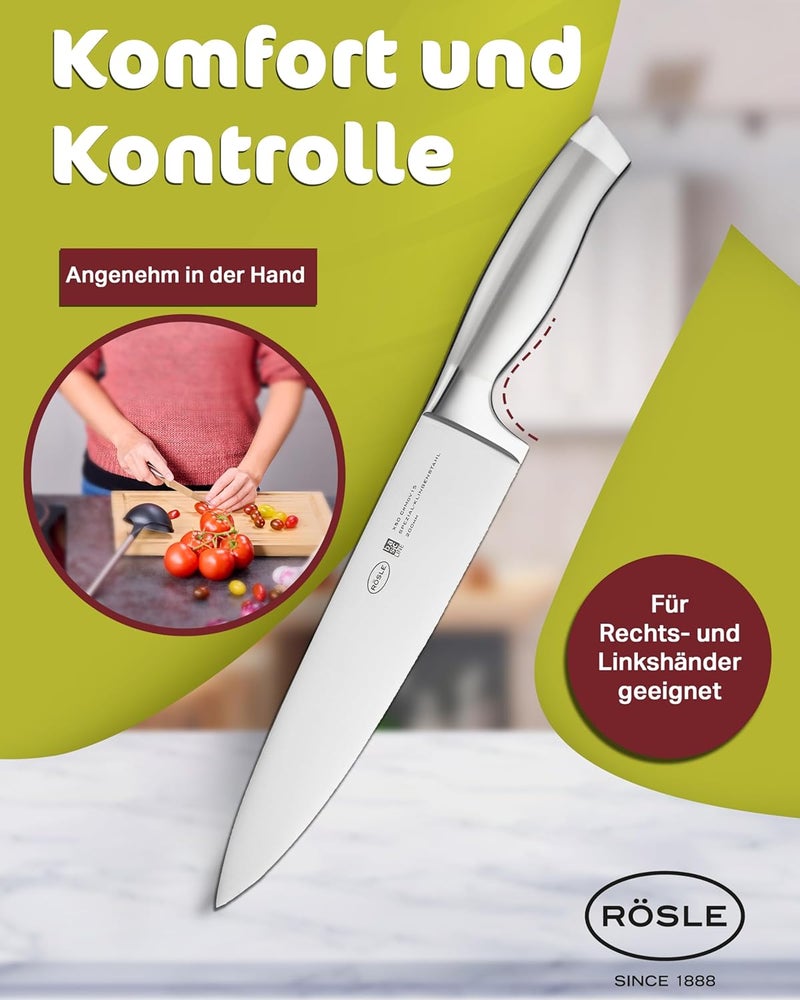 RÖSLE Basics Line Stainless Steel Chef's Knife, 8-inch Blade,Silver - Image 5