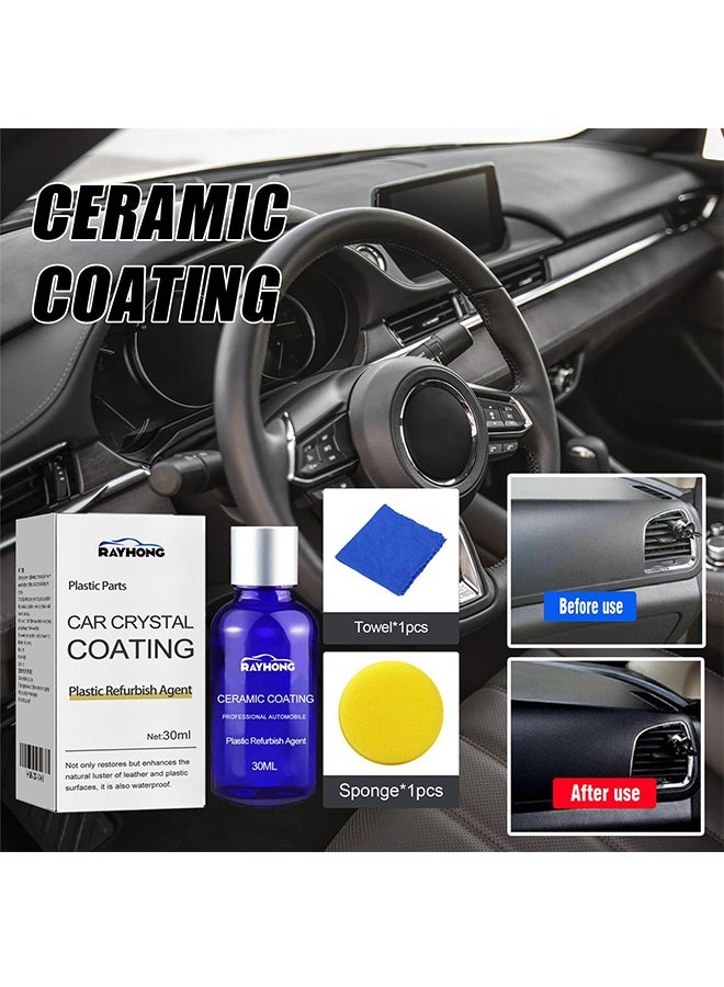 RAYHONG Car Crystal Coating Plastic Refurbish Agent,  Long-Lasting Restorer and Refresher Agent for Automotive Plastic Parts, Crystal Coating for Car Plastic Parts, Plastic Restorer for Car - Image 1