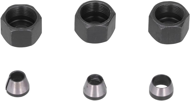 مجموعة محولات مقابس للموجه (Router Collet Adapter Set) لآلات التقليم والنقش، تشمل أحجام 6مم، 6.35مم، 8مم، مصنوعة من الفولاذ الكربوني مع الصامولة - Image 5