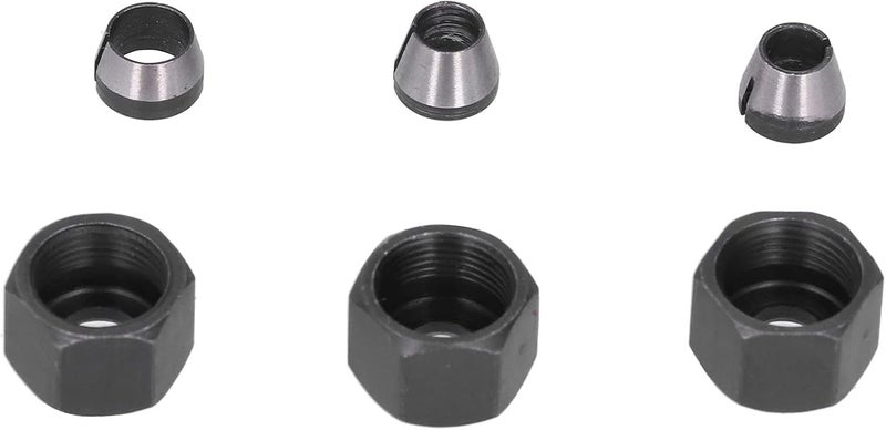 مجموعة محولات مقابس للموجه (Router Collet Adapter Set) لآلات التقليم والنقش، تشمل أحجام 6مم، 6.35مم، 8مم، مصنوعة من الفولاذ الكربوني مع الصامولة - Image 4