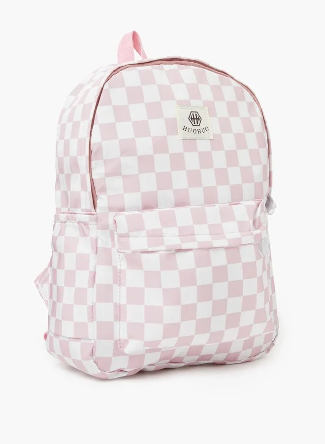 ستايلي Teen Girls Pink Checked Backpack
