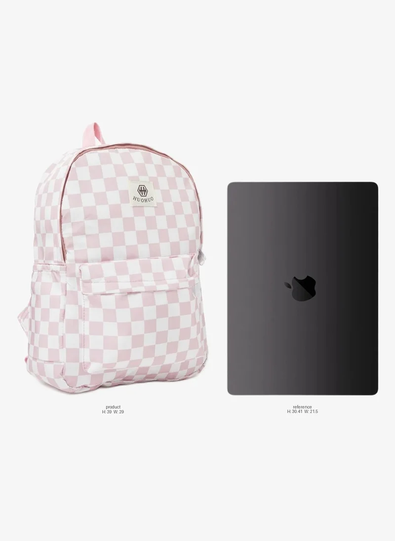 Styli Teen Girls Pink Checked Backpack