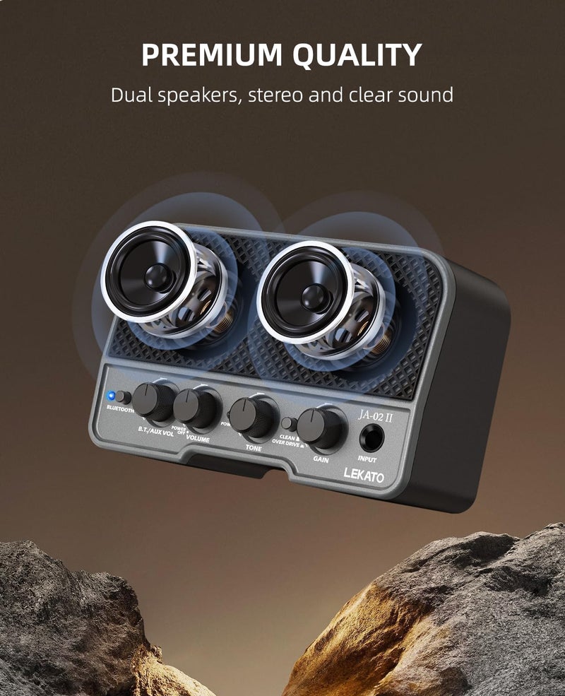 LEKATO Mini Guitar Amp Rechargeable Electric Guitar Amplifer 5W, Clean/Overdrive Channels,Portable Small Amp for Guitarist Practice,Black - Image 5