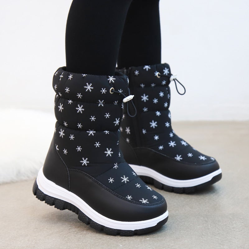 Winter Kidsren'S Snow Boots Snowflake High Tube Kidsren'S Cute Fashionable Cotton Shoes Casual Soft Sole Warm - Image 5