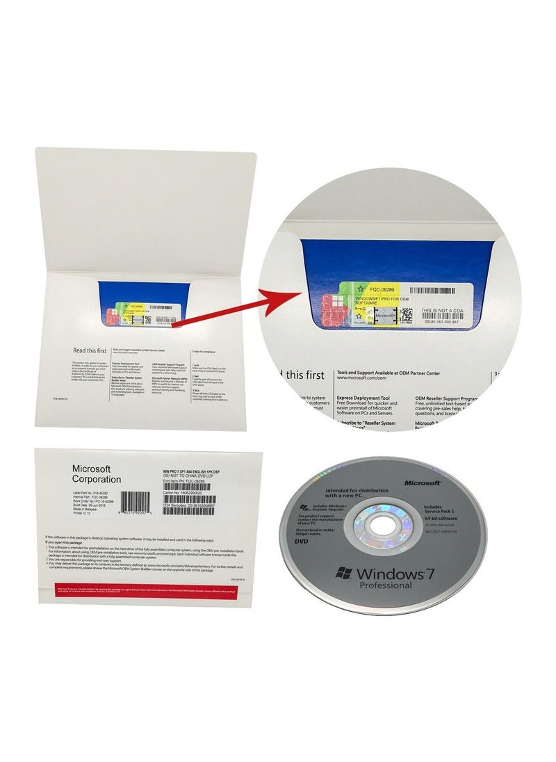 Windows - Windows 7 Professional 64-Bit English OEI Multicolour - DVD - one piece - Image 1
