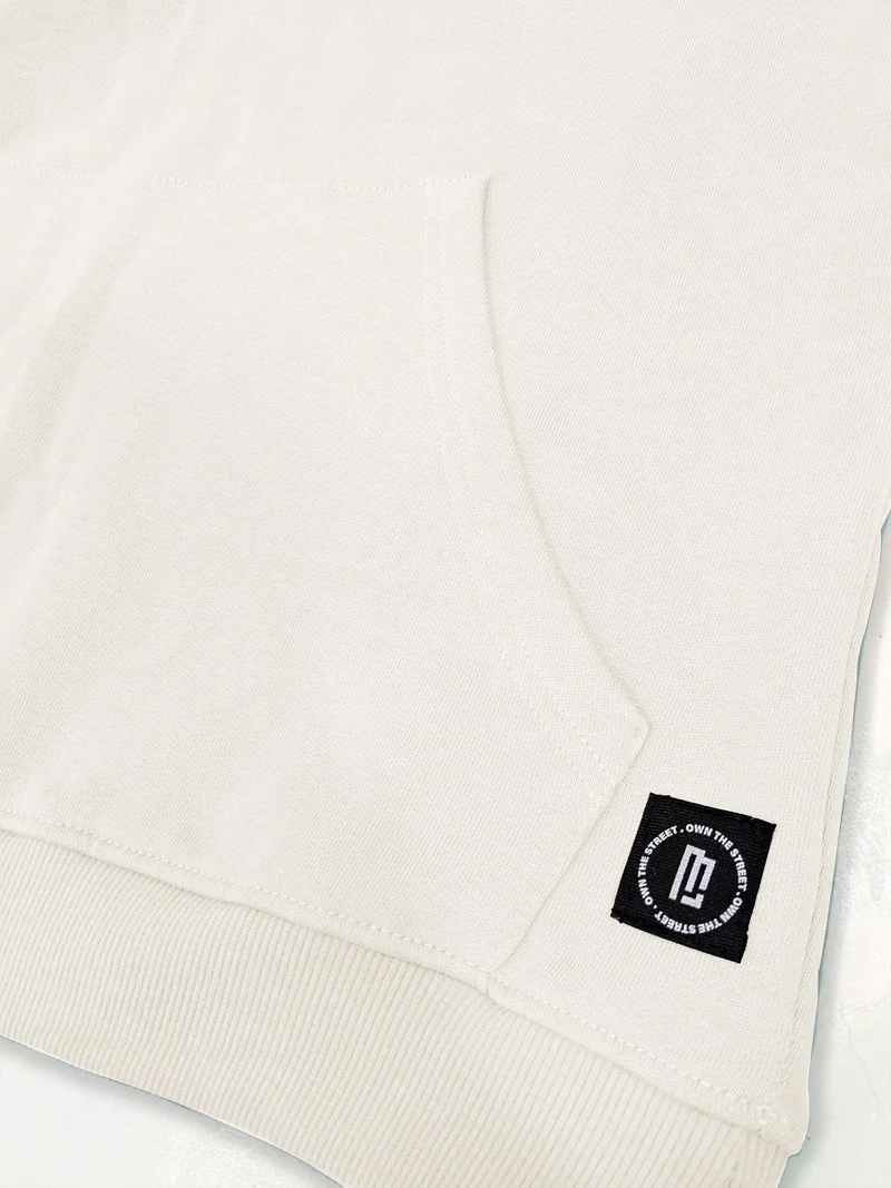 Maniac  Maniac Mens Solid High Neck Full Sleeve Half White Cotton Fleece Sweatshirt for Men | Best Price UAE