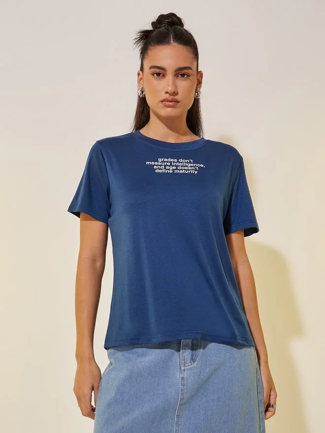 Take Two Take Two Slogan Print Round Neck T-Shirt