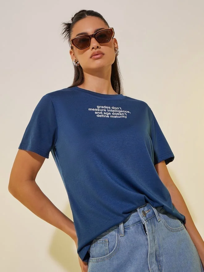Take Two Take Two Slogan Print Round Neck T-Shirt