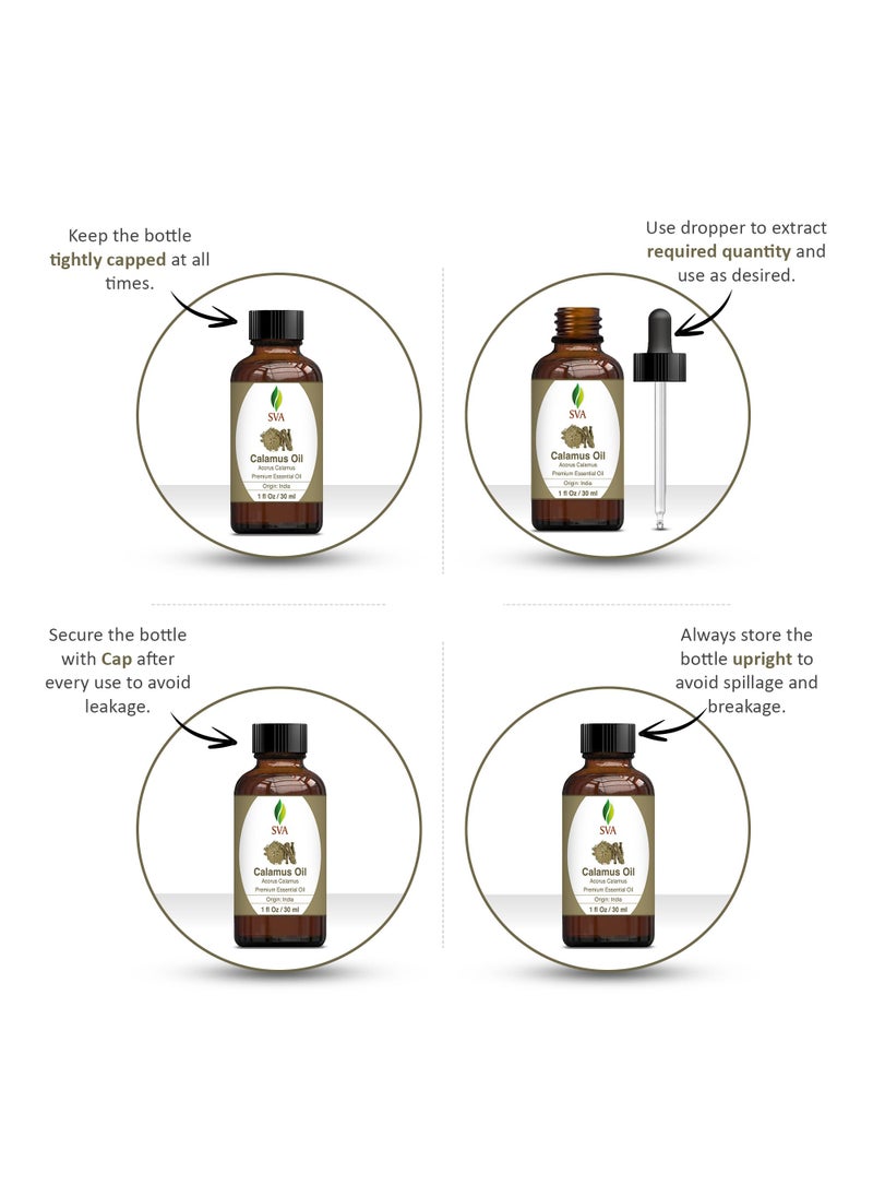 SVA Organics SVA Calamus Essential Oil – 1 Fl Oz – 100% Natural Calamus Oil - for Diffuser, Hair Care, Face, Skin Care, Aromatherapy, Scalp and Body Massage, Soap and Candle Making – with Dropper  - Image 2
