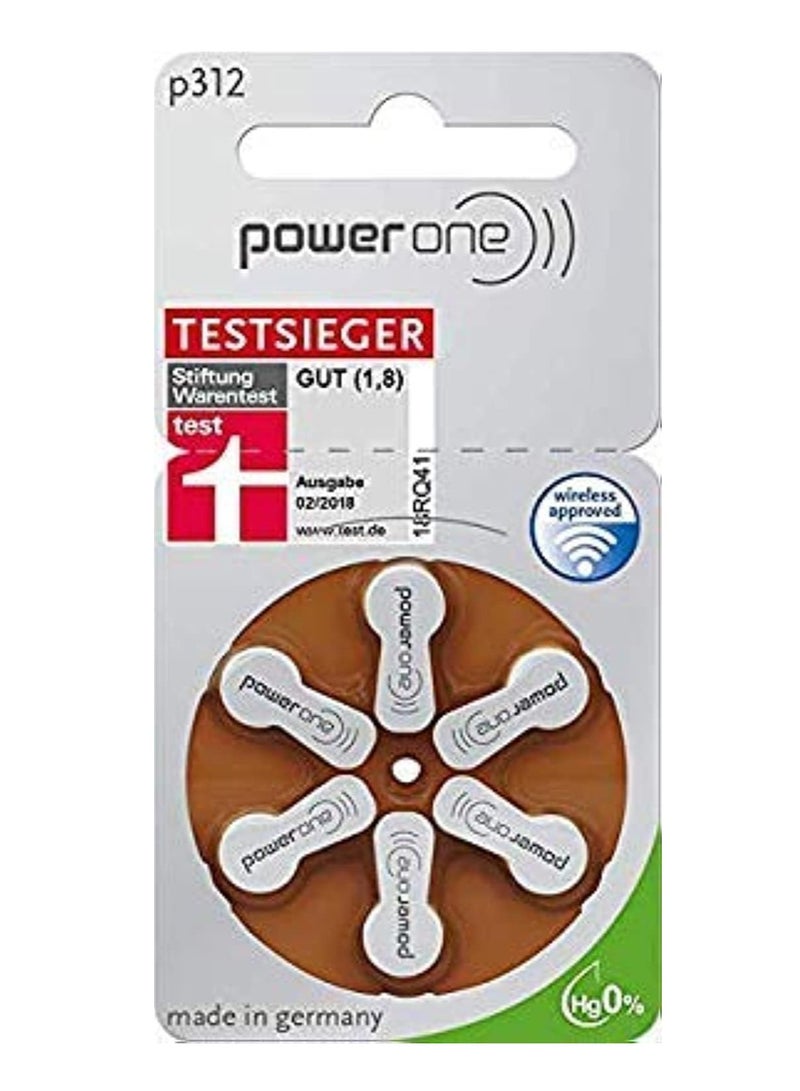 Power One P312 Hearing Aid Batteries (6 Pack) | Size 312 Zinc Air Battery | Long Lasting & Reliable Performance - Image 2