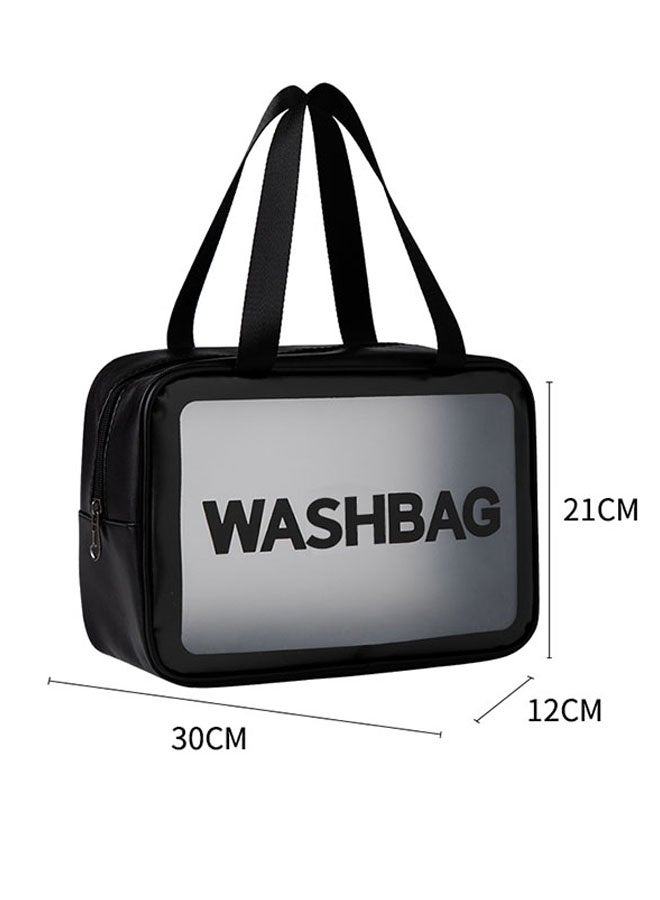 Translucent Waterproof Makeup Cosmetic Bag Travel Organizer for Accessories, Portable PVC Wash Bag Travel Business Vacation Bathroom Organizer（Black-L) - Image 2