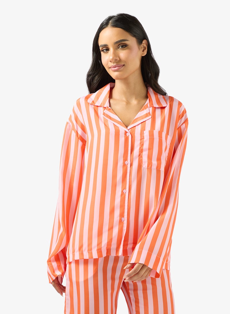 Ginger Stripe Oversize Fit Shirt & Pyjama Set - Image 3