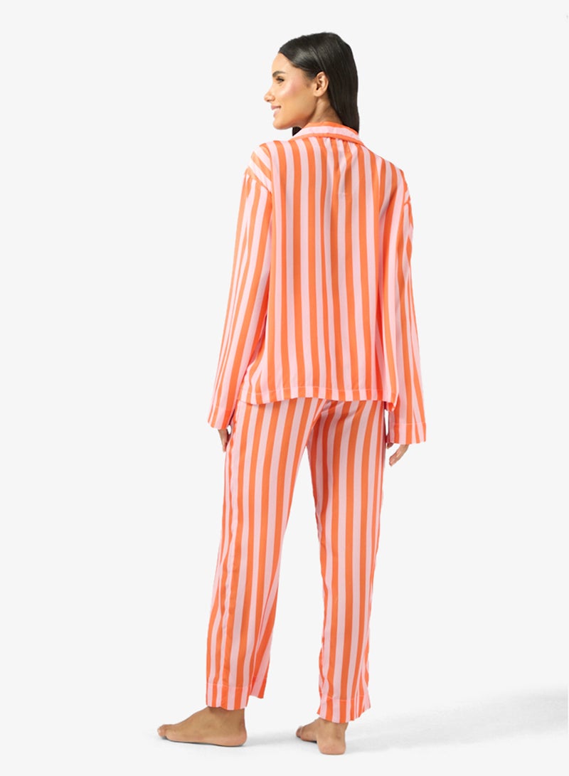 Ginger Stripe Oversize Fit Shirt & Pyjama Set - Image 2