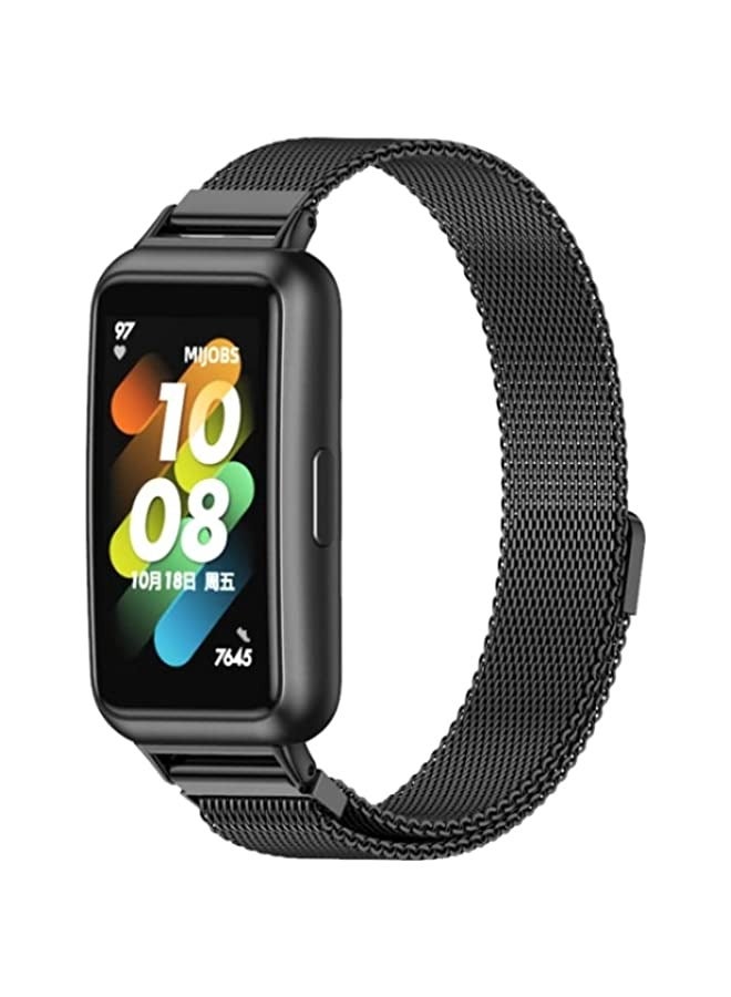 Band For Huawei Band 7/7 NFC MIJOBS Milan Magnetic Stainless Steel Watch Band Black - Image 1