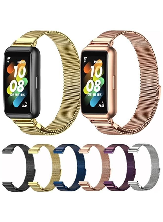 Band For Huawei Band 7/7 NFC MIJOBS Milan Magnetic Stainless Steel Watch Band Black - Image 3