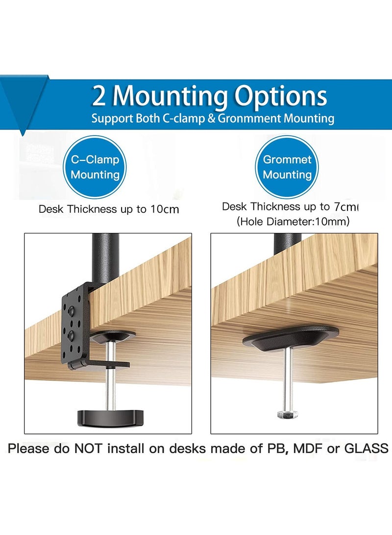 erorex Laptop Monitor Mount Stand with Keyboard Tray, Adjustable Notebook Desk Mount with Clamp and Grommet Mounting Base for 33 to 68cm LCD Computer Screens Up to 10kg, Notebook up to 40cm - Image 3