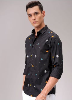 The Indian Garage Co Men Slim Fit Graphic Print Full Sleeves Spread Collar Casual Shirt  - Image 3