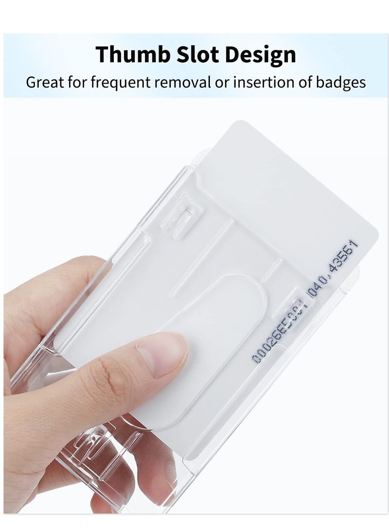 Excefore Vertical 2-Card Badge Holder with Thumb Slot Hard Transparent PC Case Protector for Office School IDs Credit Cards Driver’s Licenses and Passes, 20 Pack - Image 3