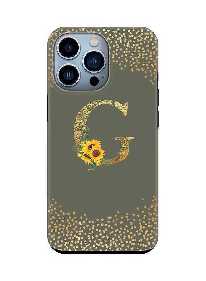 Stylizedd Monogram Tough Series for Apple iPhone 13 Pro Custom Initials Floral Mandala Pattern Tough Pro Dual Layer hybrid PC inner TPU protection Alphabet- G (Olive Green) - Image 1