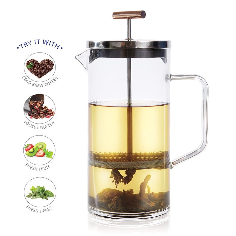 Teabloom Tea Press with Copper Pull Handle and Stainless Steel Filter â€“ Tea Connoisseur's Choice â€“ Pekoe Tea Maker, 34-Ounce - Image 3