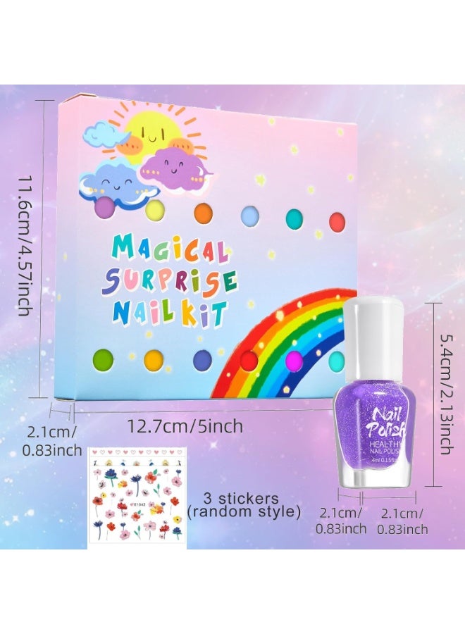 Beauenty Kids Nail Polish, 12 Colors Non-Toxic Water Based Peel-Off Nail Polish Set with 3 Stickers, Non Toxic & Safe Nail Polish Set for Girls Ages 5+ for Parties, Birthday and Makeovers (12Colors) - Image 5