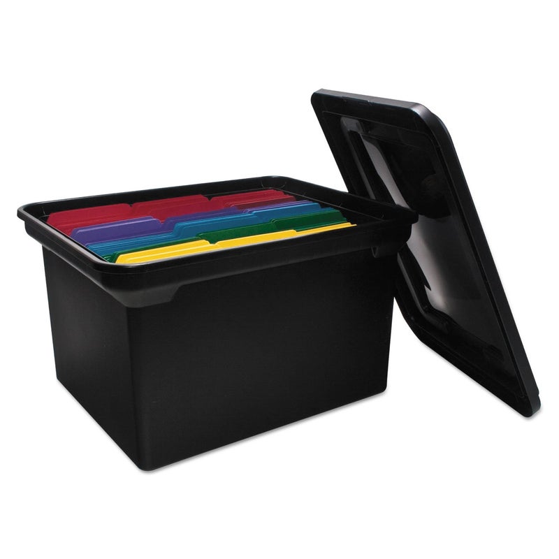 Advantus 34052 File Tote Storage Box wLid LegalLetter Plastic Black