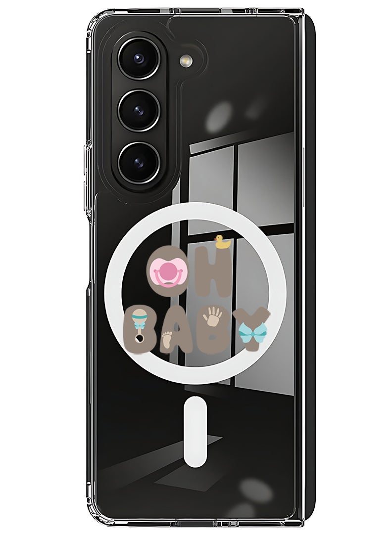 Theodor Magnetic Case for Samsung Galaxy Z Fold 5 Compatible with MagSafe Wireless Charging, Shockproof Phone Bumper Cover Oh baby - Image 1