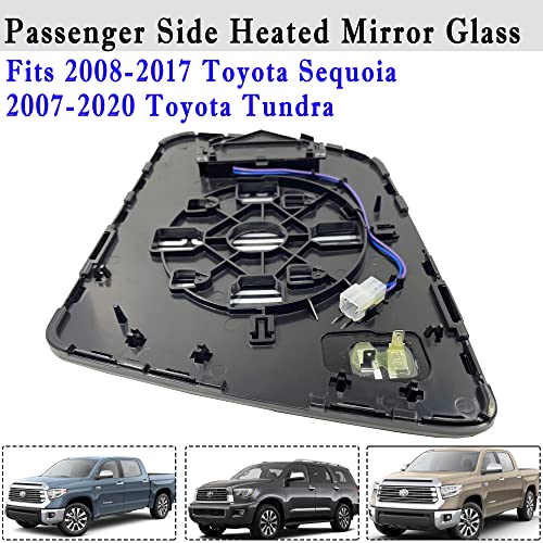 Danbojit Passenger Side Heated Mirror Glass Compatible with Toyota Tundra 20072020 20082017 Sequoia Right Side Heated Mirror Glass with Rear Holder Turn Indicator - Image 3