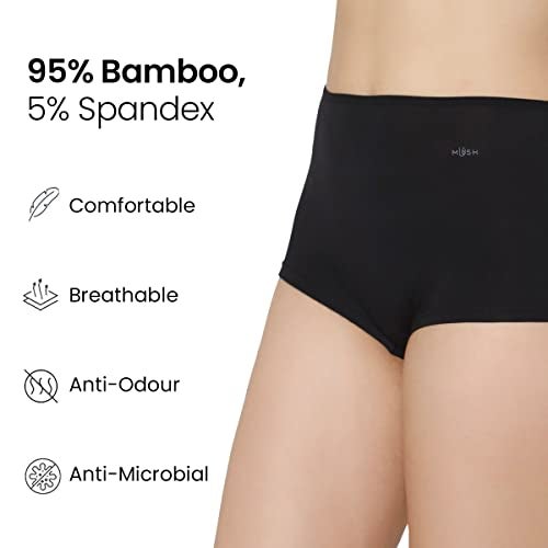 Mush Bamboo Boyshort Bamboo Cotton Panties For Women | Ultra Soft Bamboo Underwear For Women | Breathable, Anti-Odor, Seamless Pack Of 3 (M, Black Peach And Beige) - Image 5