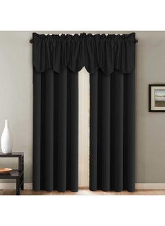 H.VERSAILTEX H.VERSAILTEX 2 Panels Blackout Curtain Valances for Kitchen Windows/Living Room/Bathroom Privacy Protection Rod Pocket Decoration Scalloped Winow Valance Curtains, 52" W x 18" L, Black  - Image 2