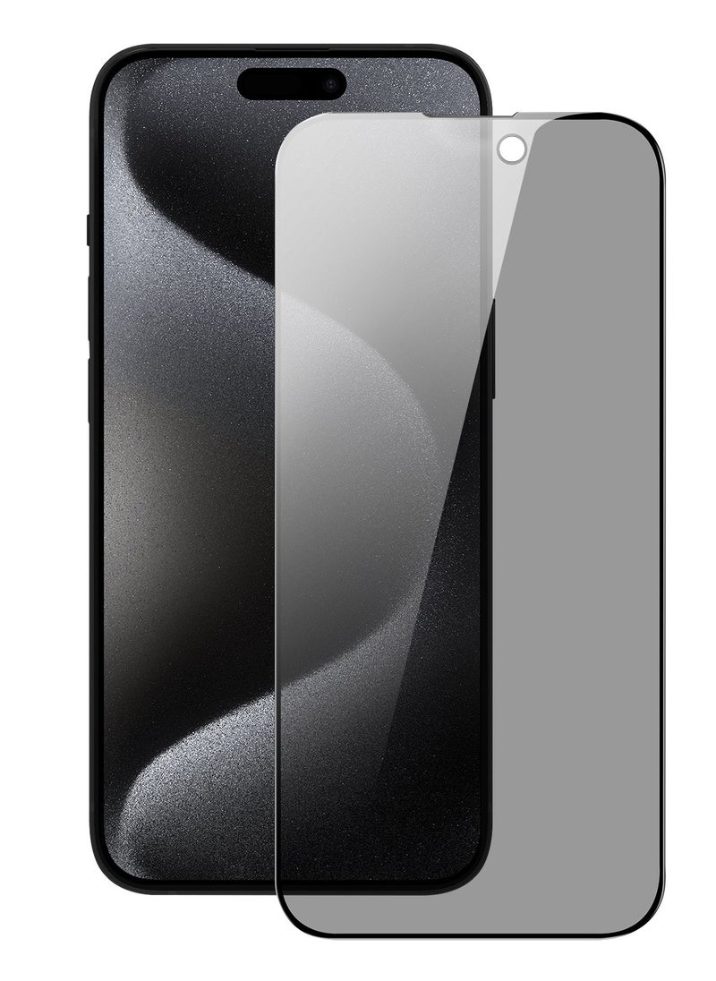 9H Pack of 1 Piece Privacy Screen Protector for iPhone 15 Pro 6.1, Special Tempered Glass Film Anti-Spy, Anti-Scratch, Touch Sensitive, Bubble Free, Easy to Install  - Image 1